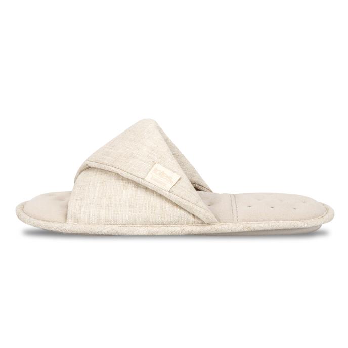 Isotoner® Ladies Linen Twist Open Toe Slipper Stone Extra Image 3